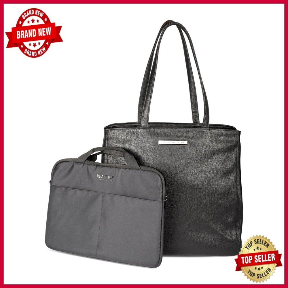 16-Inch Laptop Tote with Removable Sleeve, Vegan Leather, 12 Pockets